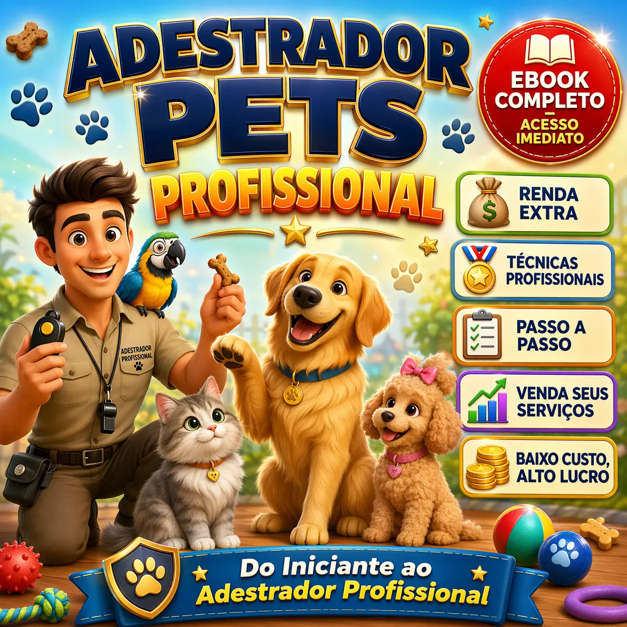 CÃO E GATO SAUDÁVEIS E FELIZES REPRESENTANDO O CONTEÚDO DE CUIDADOS E ADESTRAMENTO DO EBOOK MUNDO PETZ.