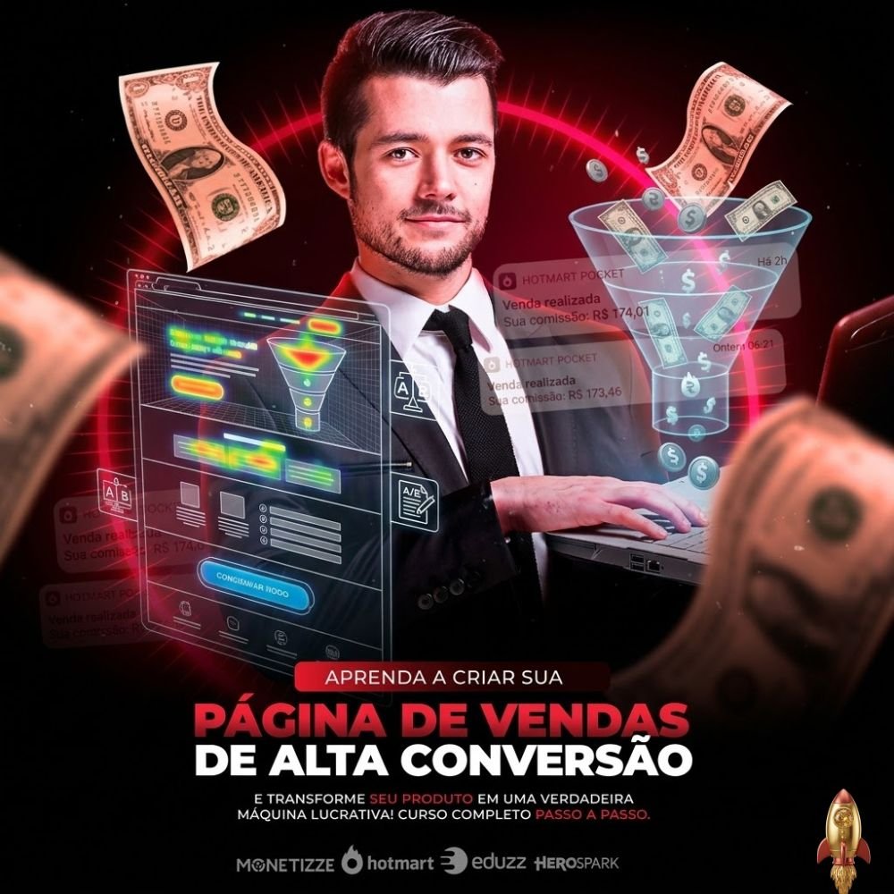 ESTRUTURA DE PÁGINA DE VENDAS COM DESIGN PROFISSIONAL E FOCO EM CONVERSÃO NO CURSO EM VÍDEO.